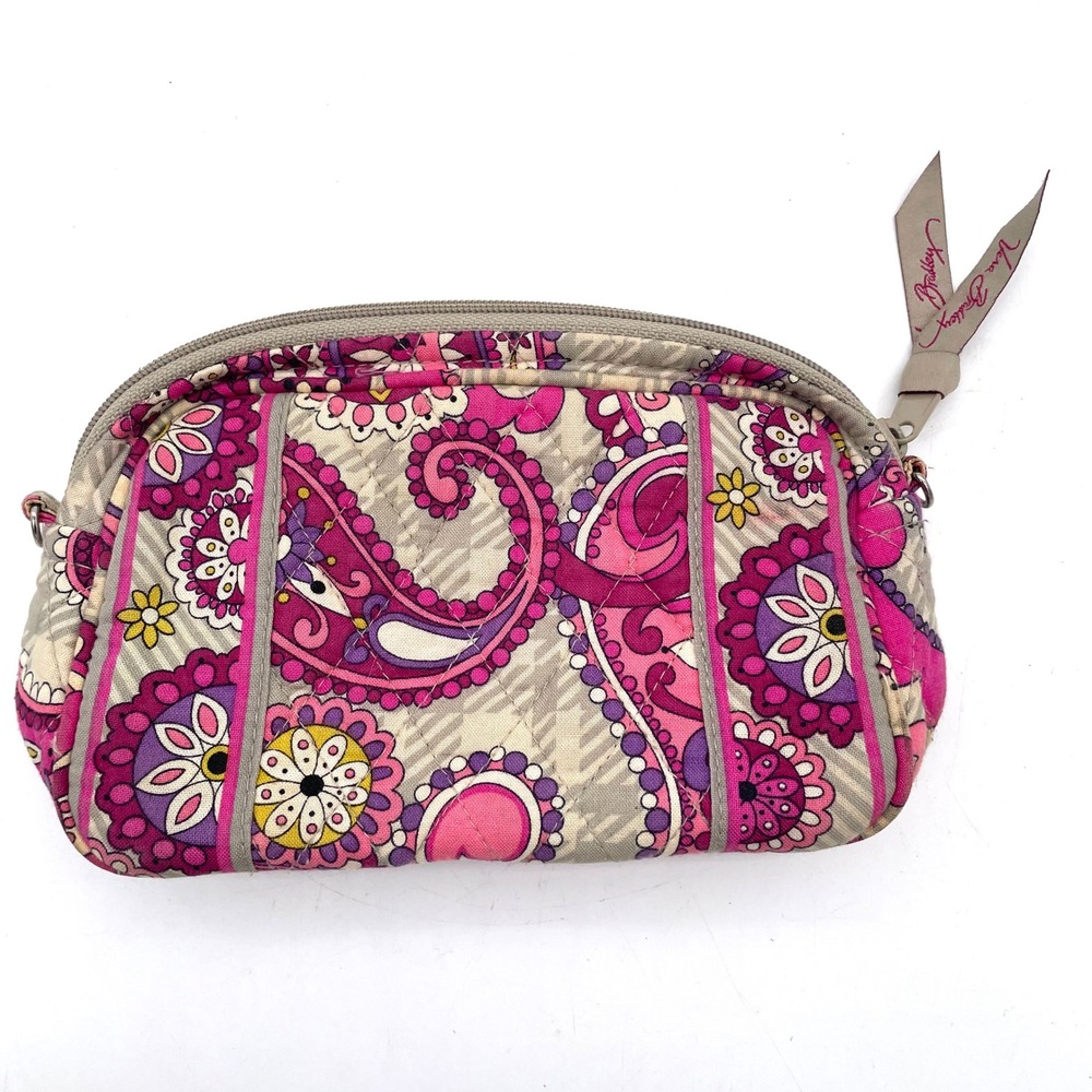 Vera Bradley Cosmetic Bag Cotton Women OS Pink Paisley Quilted Good Zip Pouch